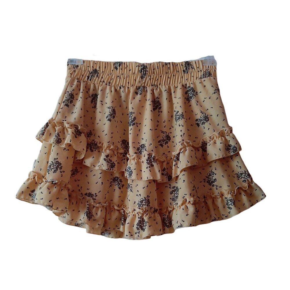 Girl's Whiteroom + Cactus Yellow Ruffled Floral Mini Skirt- Size M